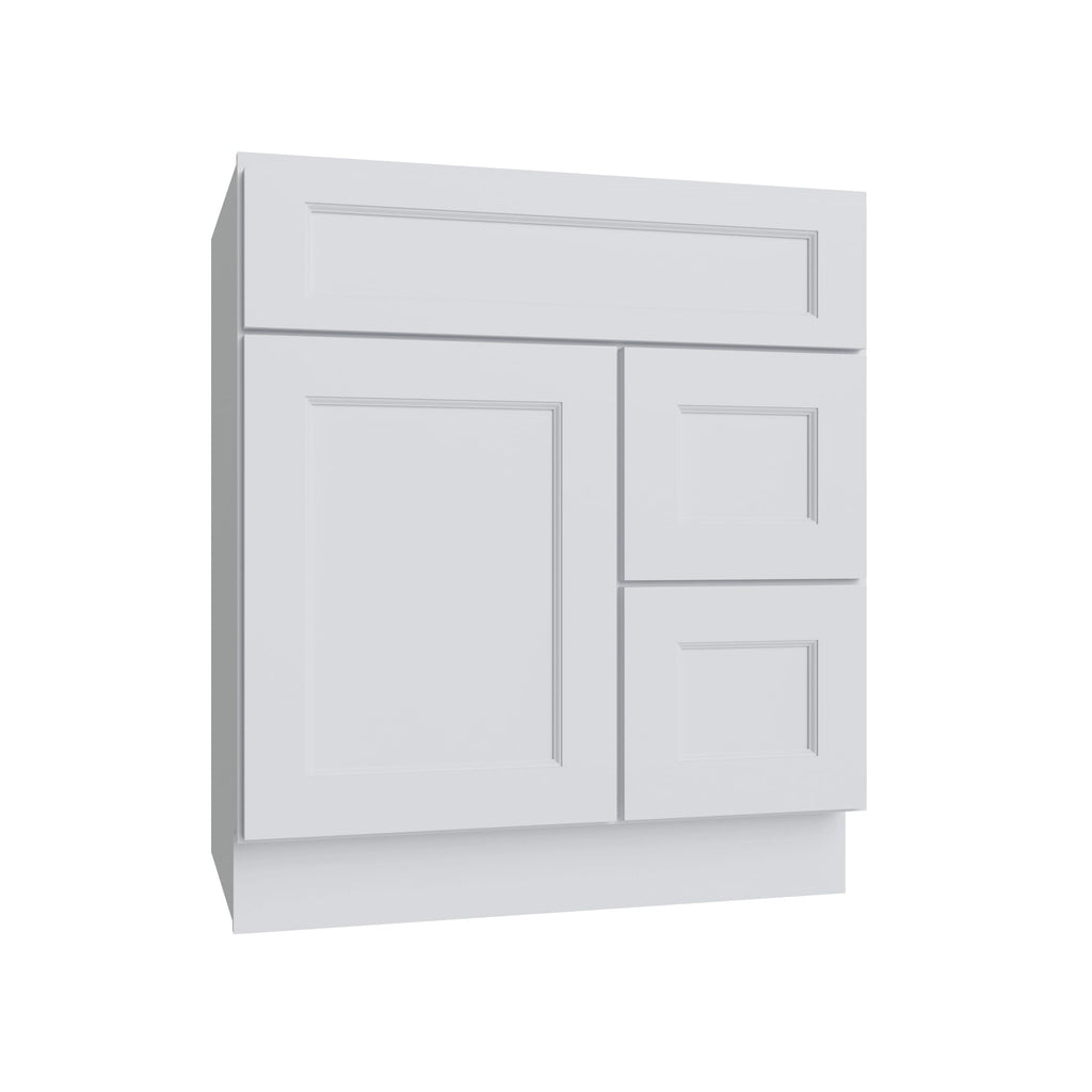 KCD Brooklyn Bright White Vanity Sink Base Right Drawer Stacking Cabinet - 30" W - product photo