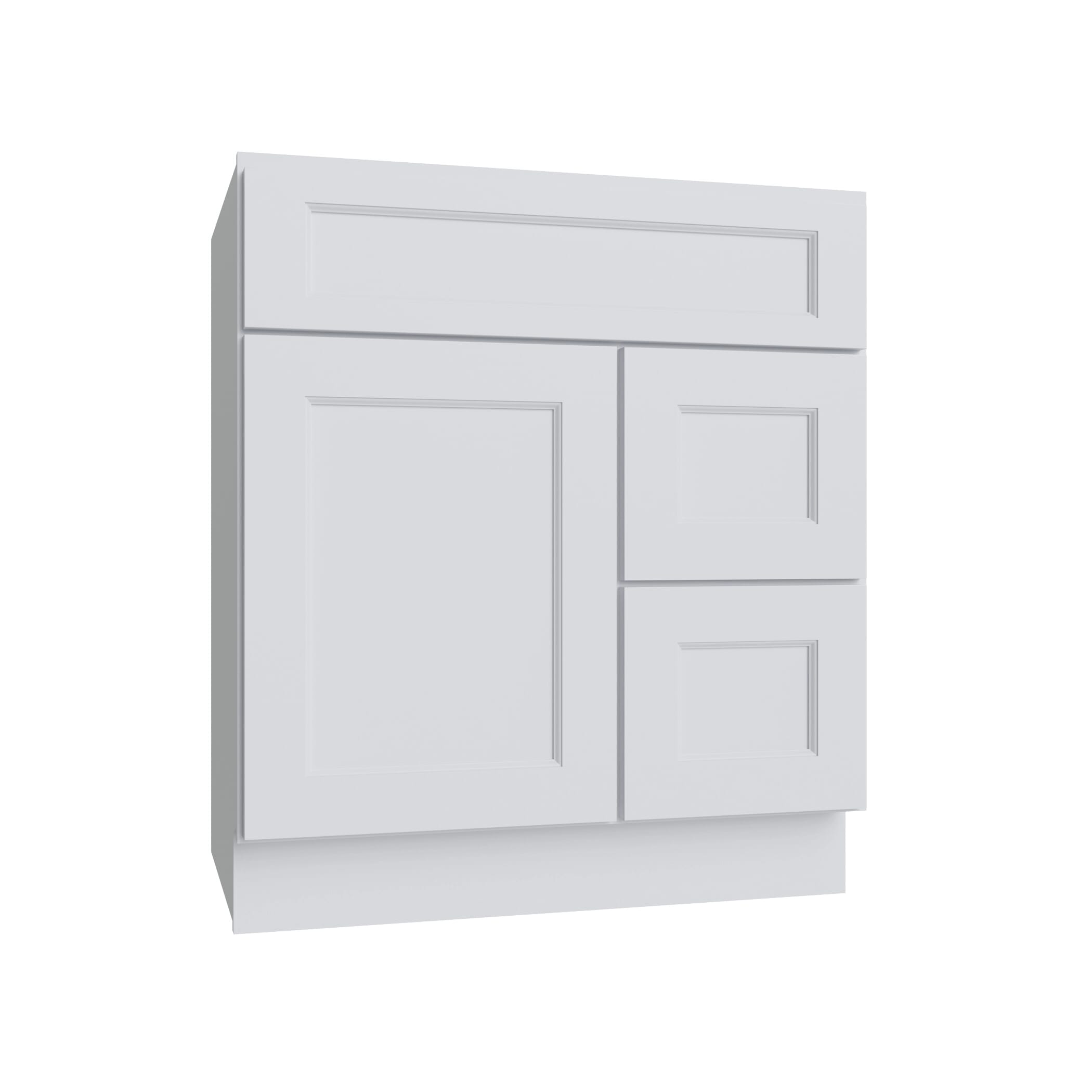 KCD Brooklyn Bright White Vanity Sink Base Right Drawer Stacking Cabinet - 30" W - product photo
