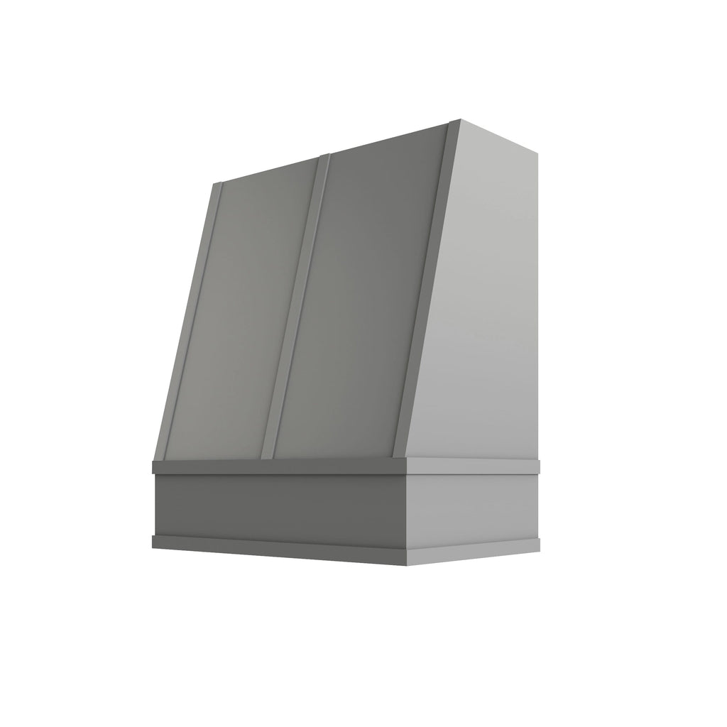 KCD Brooklyn Modern Gray Angled Hood with Strapping Flat Trim - 30" W x 36" H - product photo