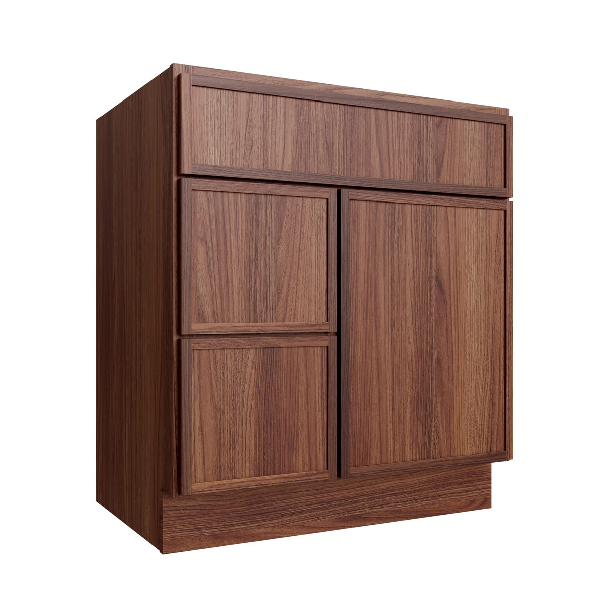 KCD Oslo Classic Walnut Vanity Sink Base Left Drawer Stacking Cabinet - 30" W - product photo