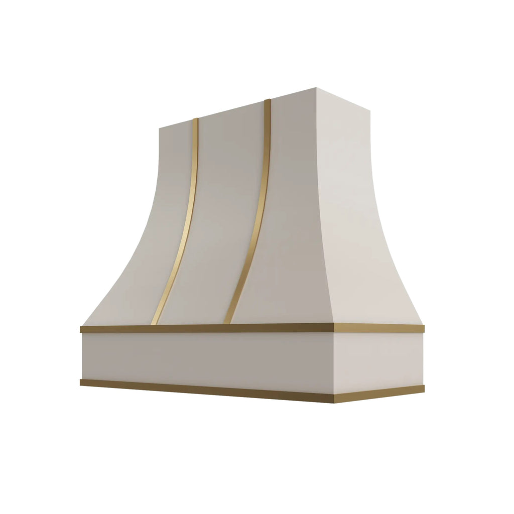 KCD Shaker Sand Curved Hood with Brass Strapping - 36" W x 36" H - product photo