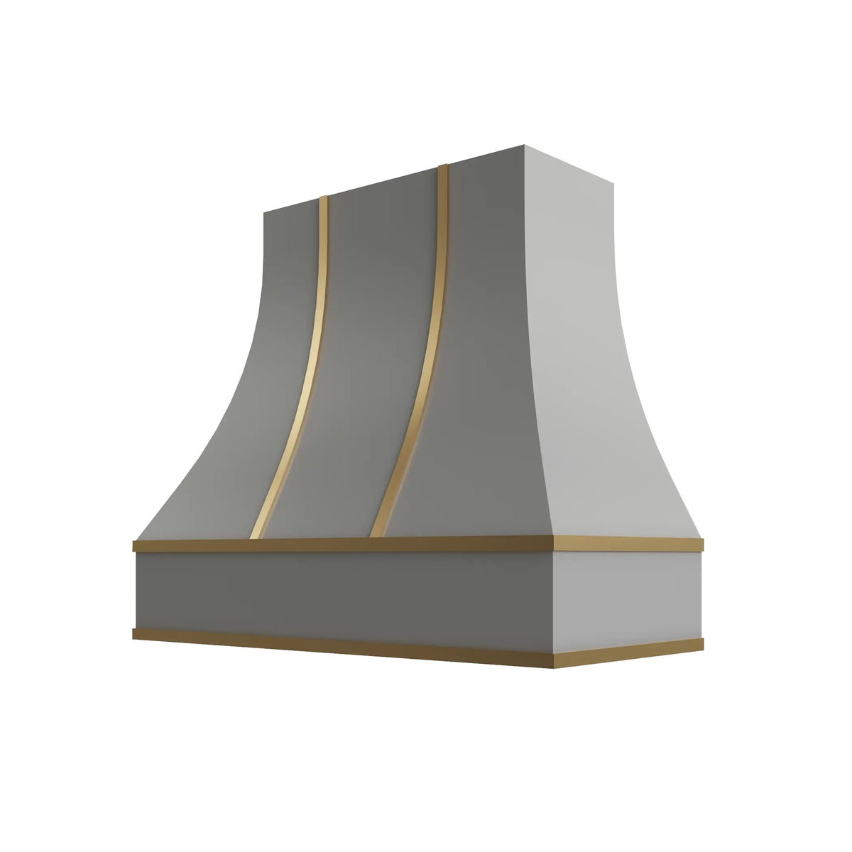 KCD Essential Gray Curved Hood with Brass Strapping - 42" W x 48" H - product photo