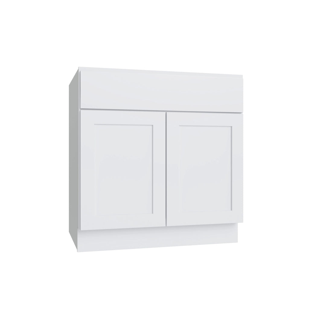 KCD Shaker Designer White Slab Double Door Standard Base Cabinet - 33" W - product photo