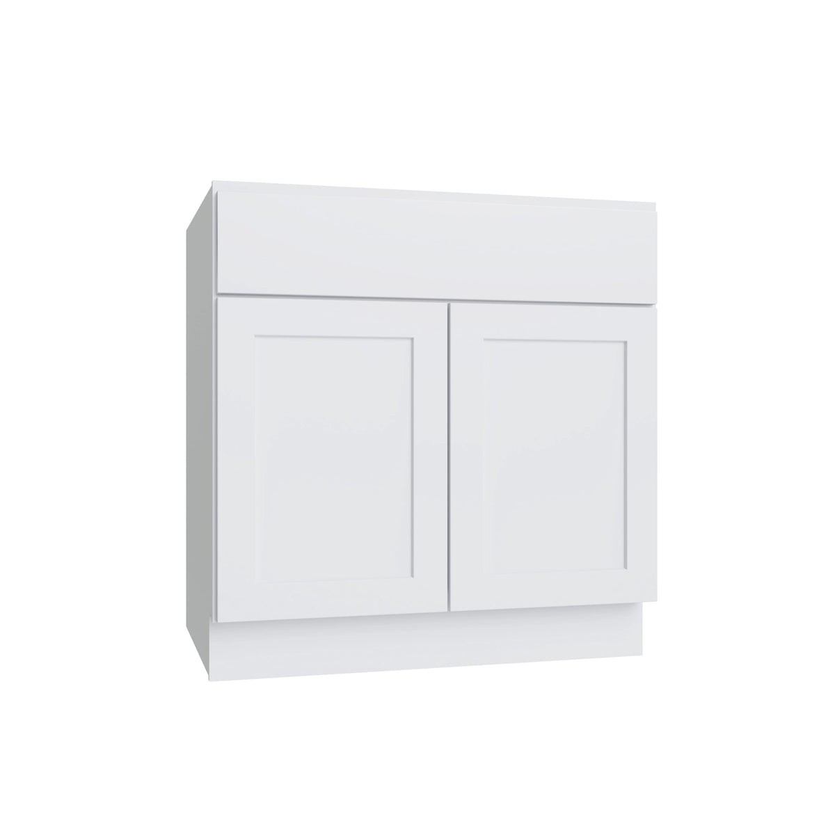 KCD Shaker Designer White Slab Double Door Standard Base Cabinet - 33" W - product photo