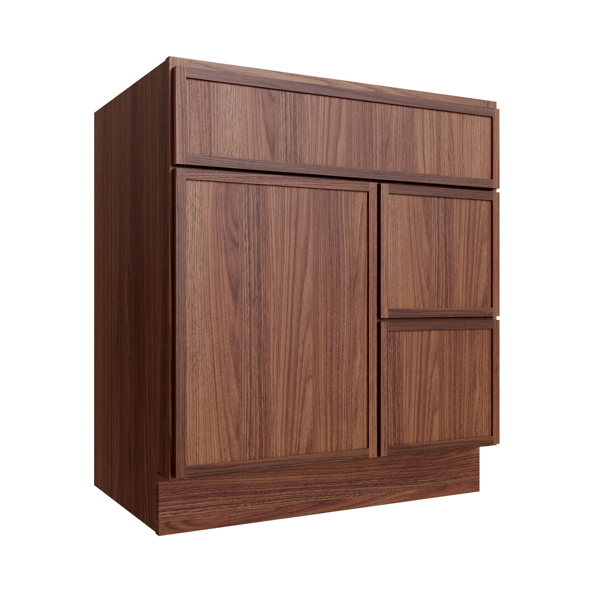KCD Oslo Classic Walnut Vanity Sink Base Right Drawer Stacking Cabinet - 30" W - product photo