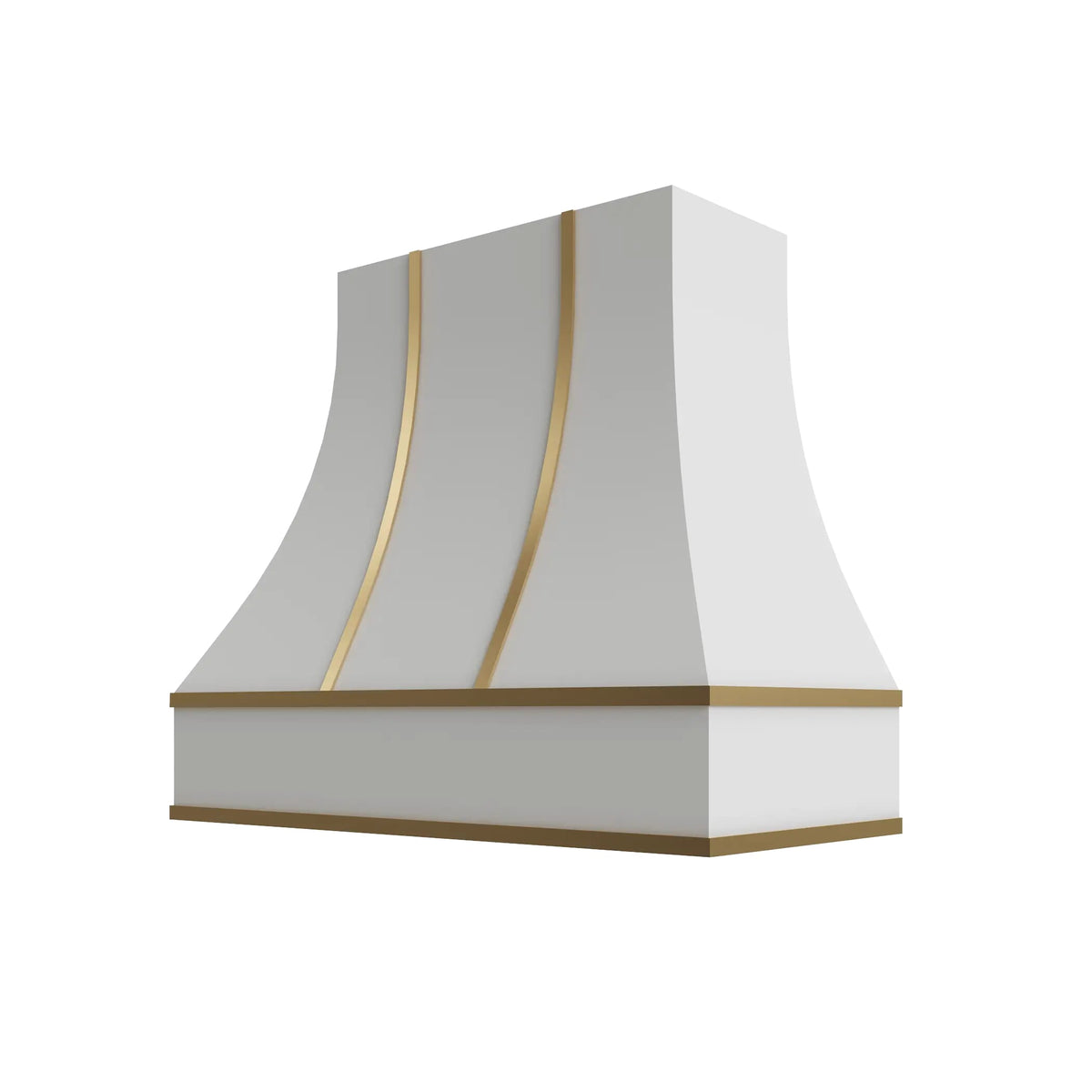 KCD Shaker Designer White Curved Hood with Brass Strapping - 42" W x 30" H - product photo