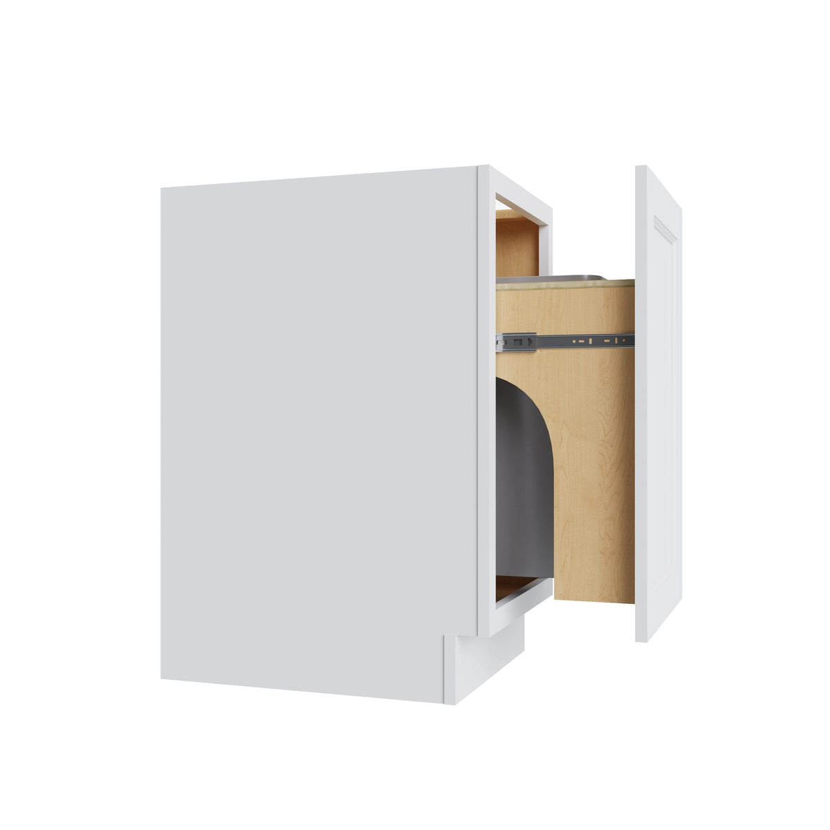 KCD Brooklyn Bright White Trash Can Base w/ Full Ht Door - 18" W w/ 1 Can - product photo