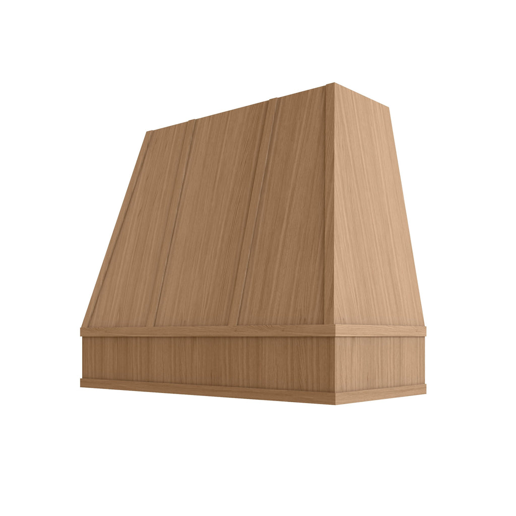 KCD Oslo Oak Tapered Hood with Strapping Flat Trim - 42" W x 48" H - product photo