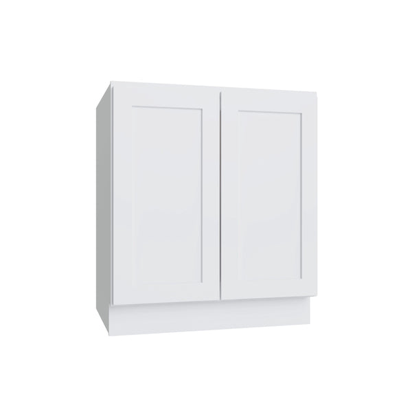 KCD Shaker Designer White Full Height Double Door Base Cabinet - 36" W
