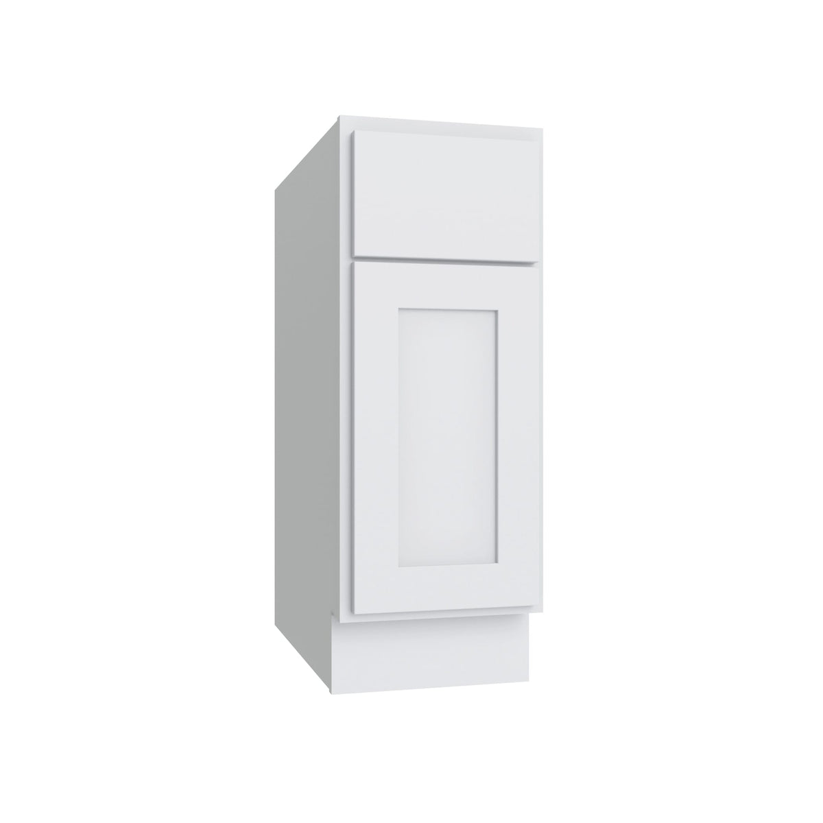 KCD Shaker Designer White Slab Single Door Standard Base Cabinet - 15" W - Reduced Height - product photo
