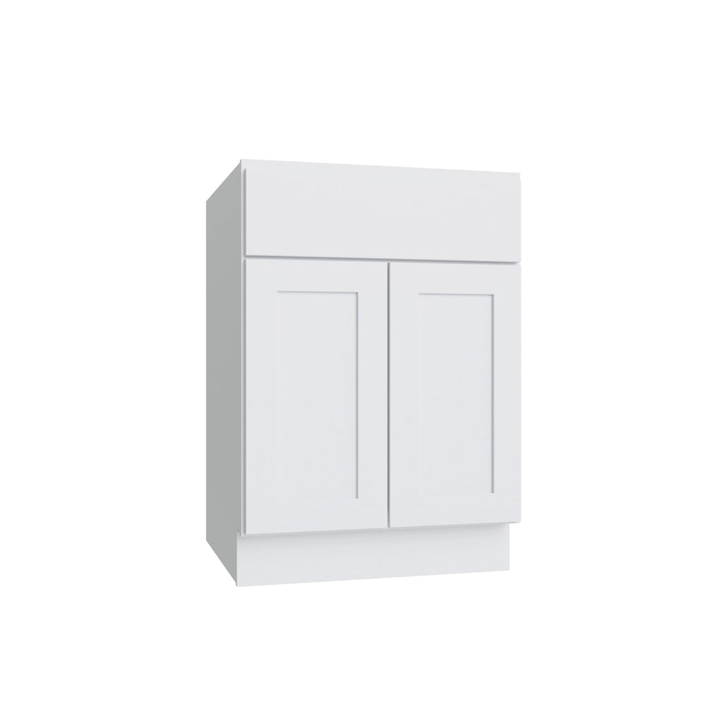 KCD Shaker Designer White Slab Double Door Standard Base Cabinet - 24" W - product photo