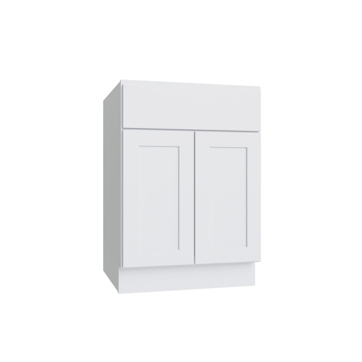 KCD Shaker Designer White Slab Double Door Standard Base Cabinet - 24" W - product photo