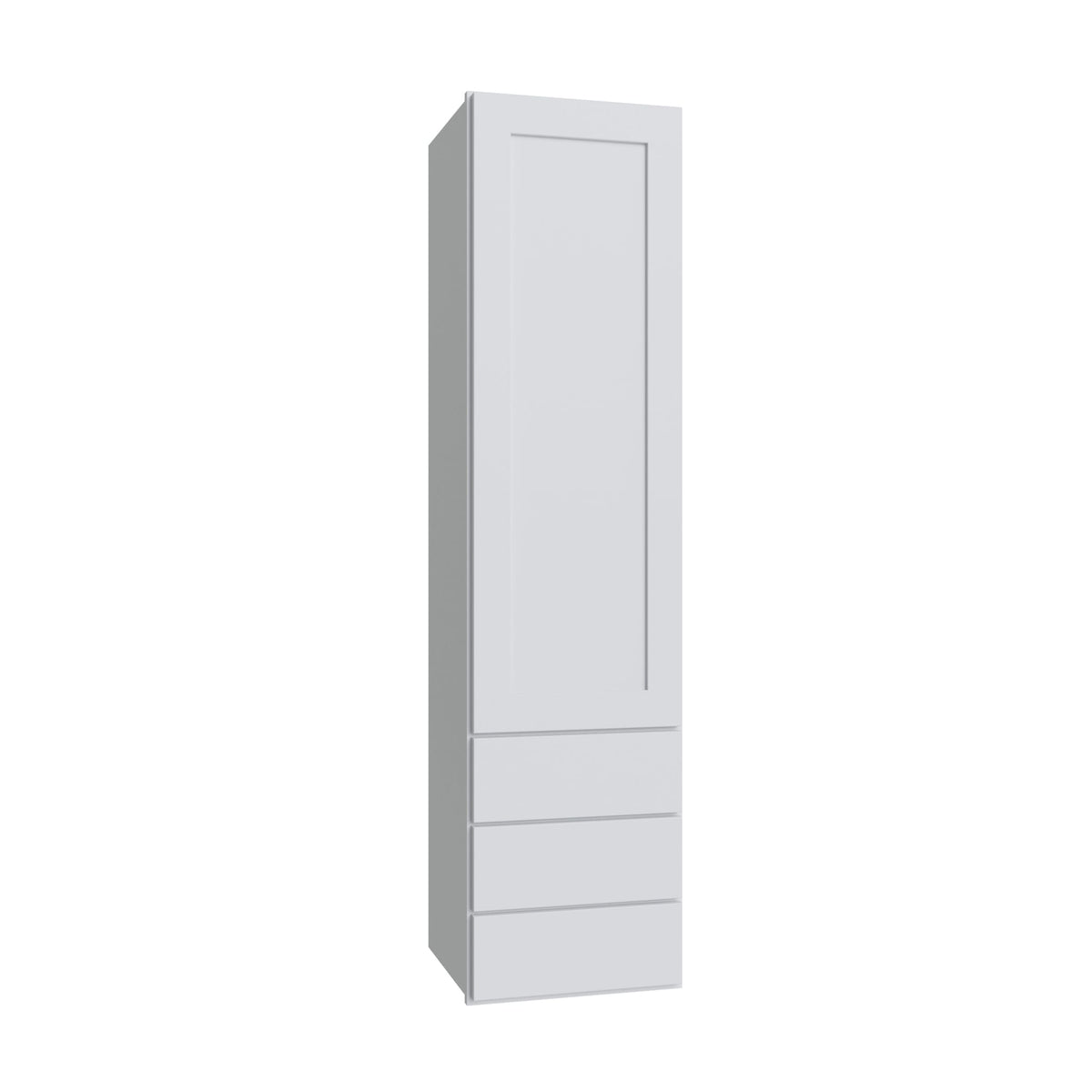 KCD Shaker Designer White Slab Wall Twr w/ 3 Drws - 15" W x 60" H x 14.5" D - product photo
