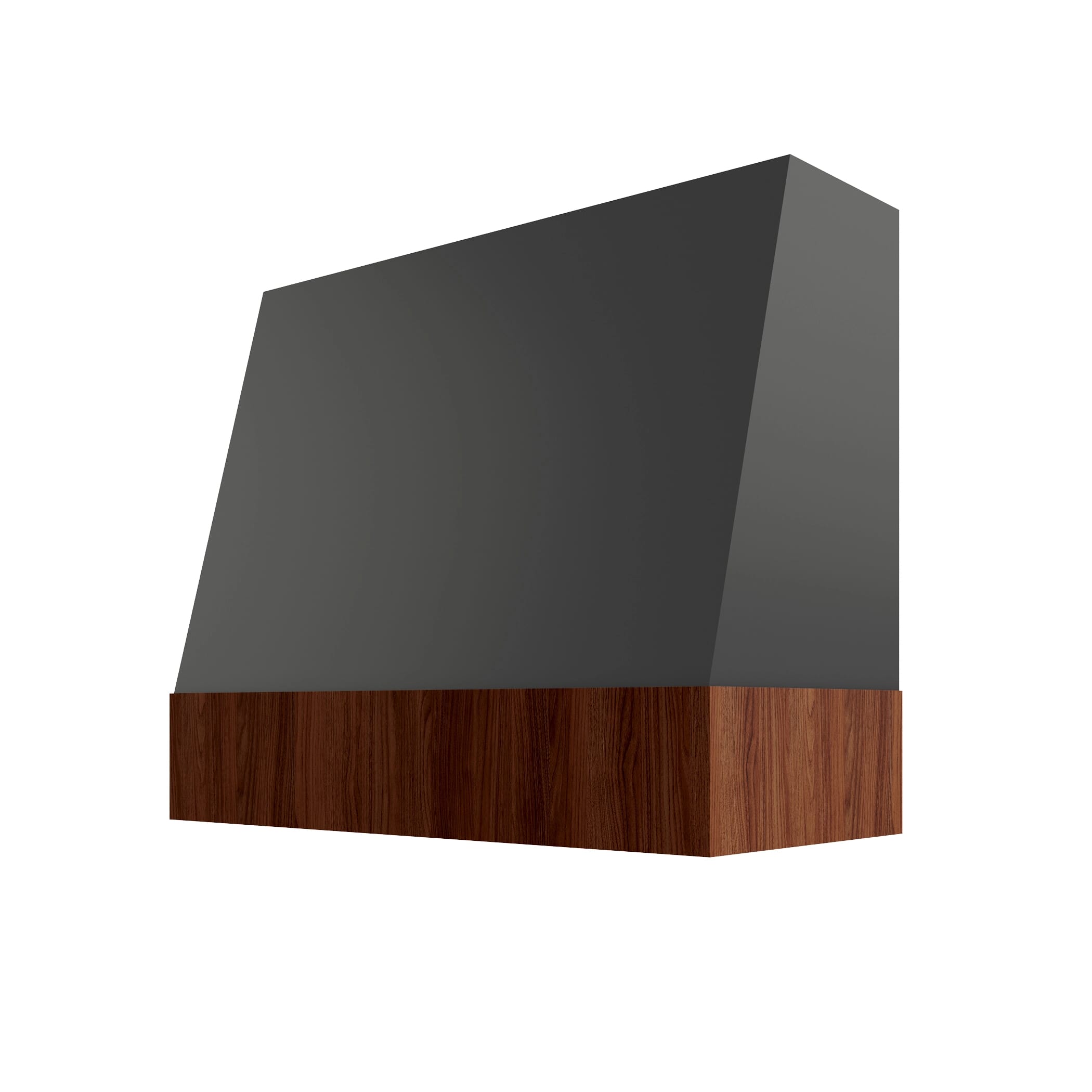 KCD Black Angled Hood with Walnut Band - 30" W x 36" H - product photo