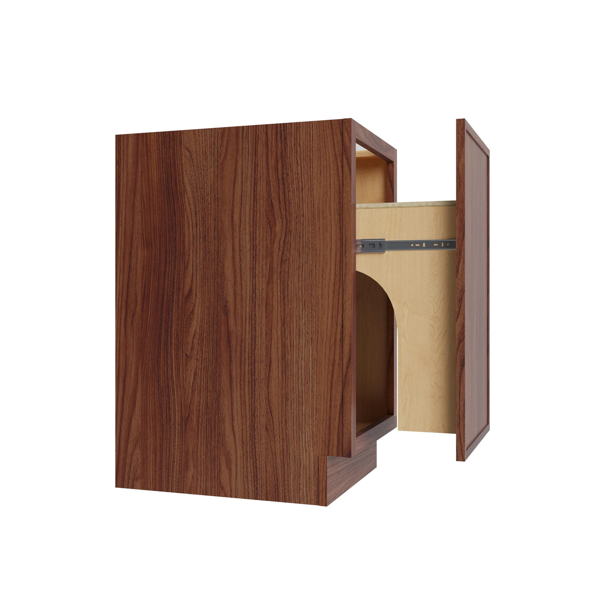 KCD Oslo Classic Walnut Trash Can Base w/ Full Ht Door - 18" W - product photo
