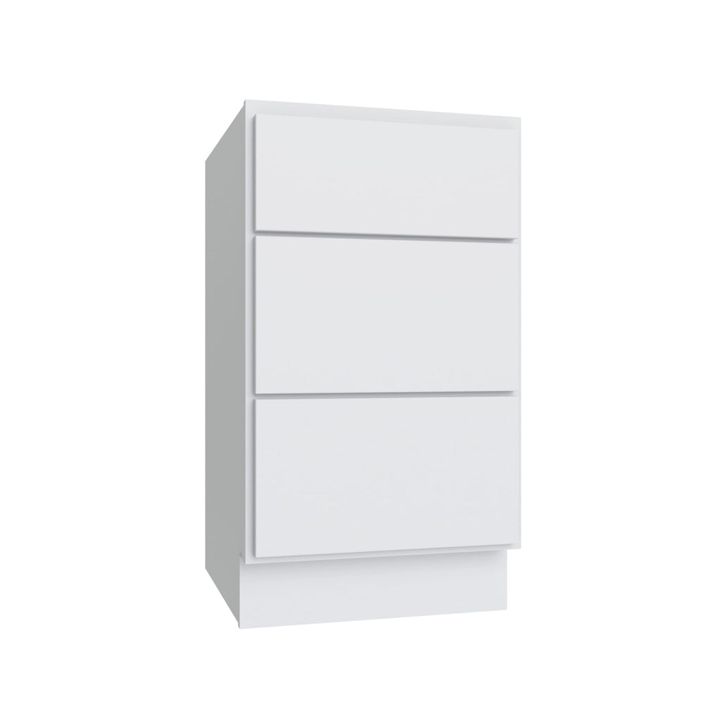 KCD Shaker Designer White Slab Vanity Drawer Base - 12" W x 32.5" H x 21" D - Reduced Height - product photo