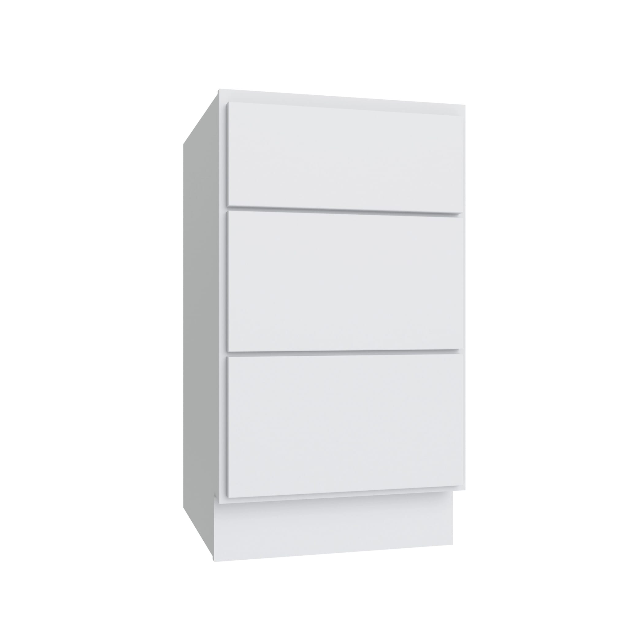 KCD Shaker Designer White Slab Vanity Drawer Base - 15" W x 32.5" H x 21" D - Reduced Height - product photo