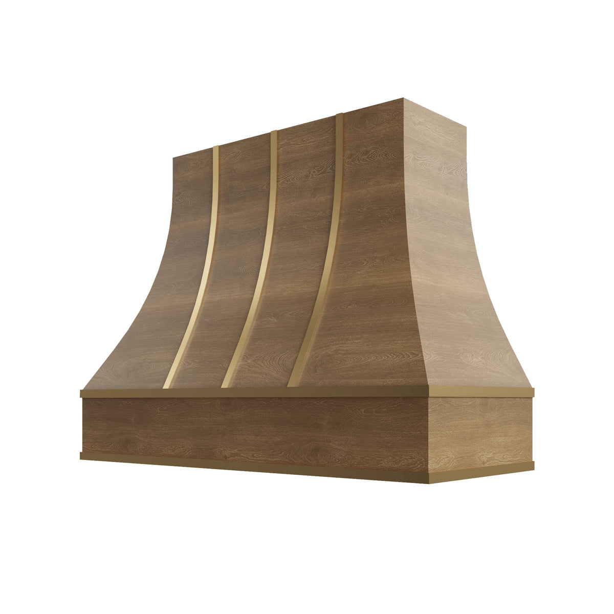 KCD Brooklyn Fawn Curved Hood with Brass Strapping - 48" W x 36" H - product photo
