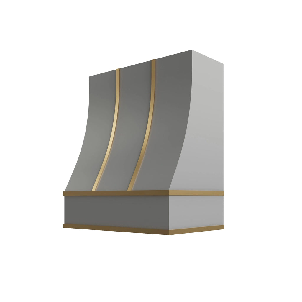 KCD Essential Gray Sloped Hood with Brass Strapping - 30" W x 30" H - product photo