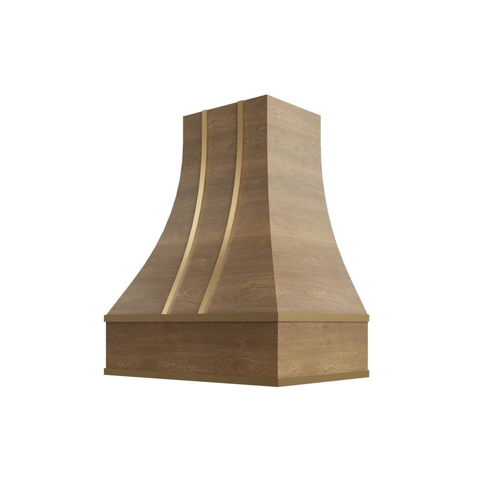KCD Brooklyn Fawn Curved Hood with Brass Strapping - 30" W x 30" H - product photo