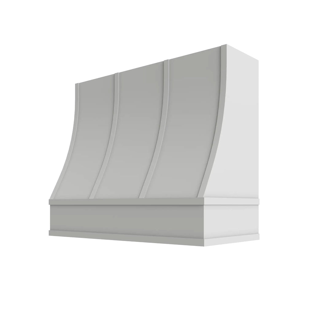 KCD Shaker Designer White Sloped Hood with Strapping Flat Trim - 42" W x 36" H - product photo