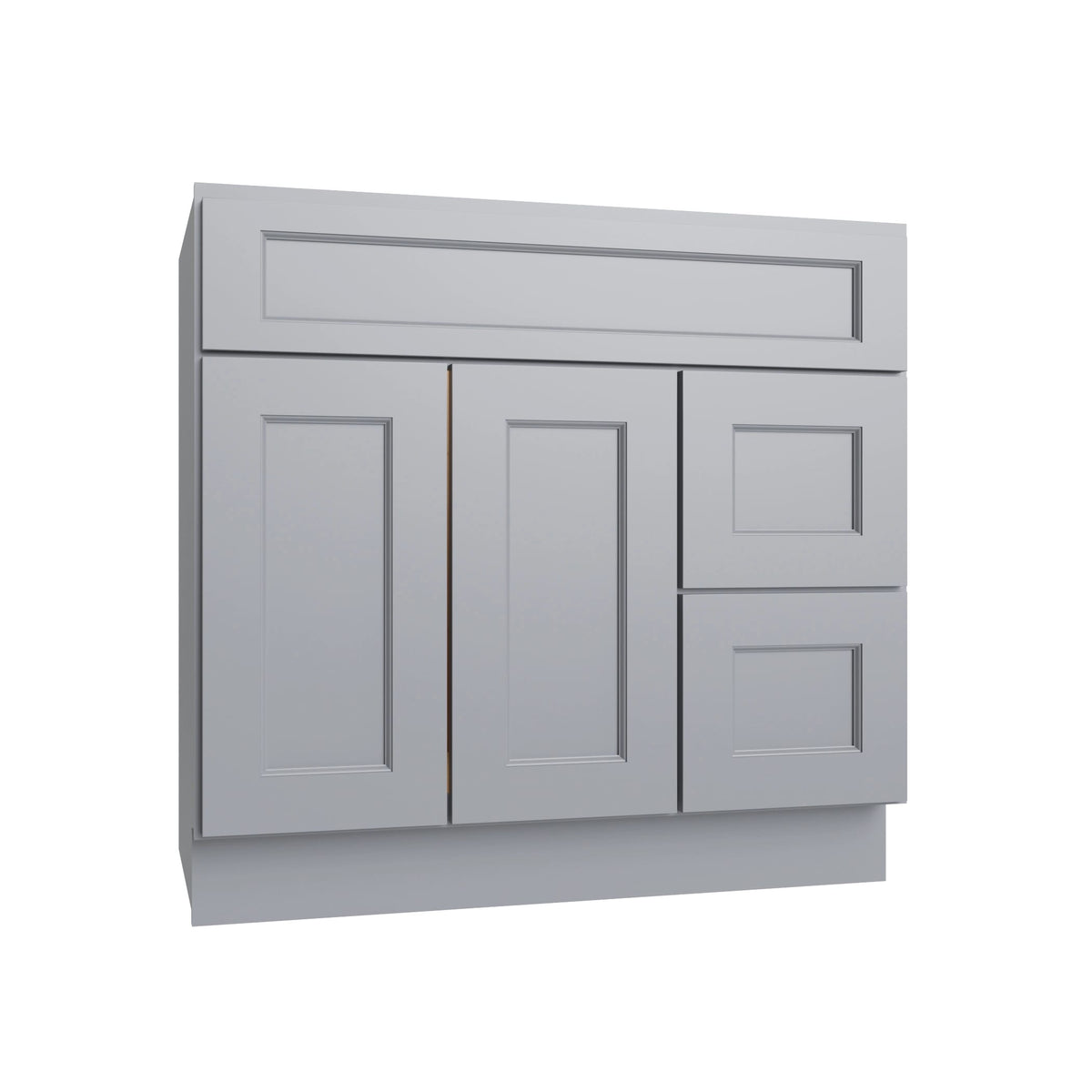 KCD Brooklyn Modern Gray Vanity Sink Base Right Drawer Stacking Cabinet - 36" W - product photo