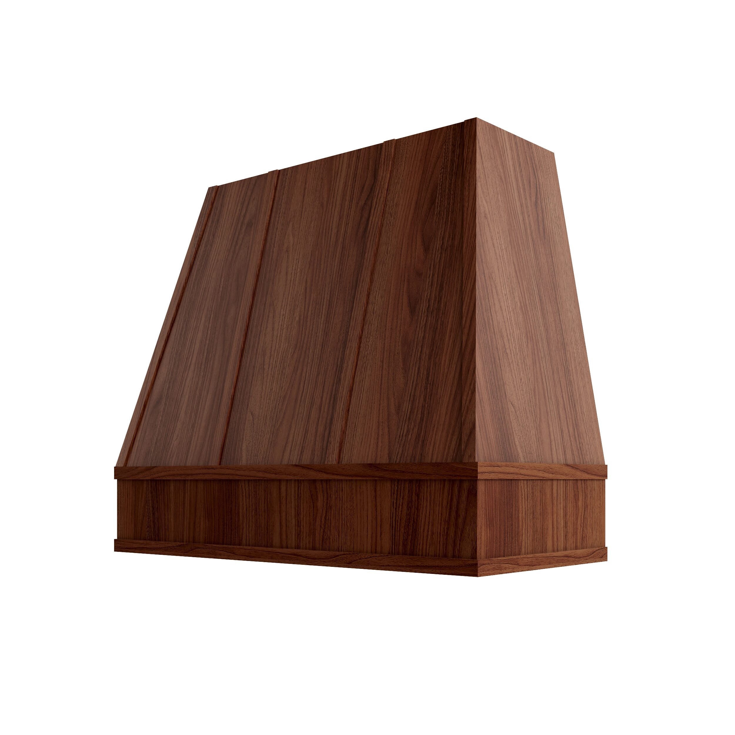 KCD Oslo Classic Walnut Tapered Hood with Strapping Flat Trim - 42" W x 48" H - product photo