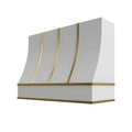 KCD Brooklyn Bright White Sloped Hood with Brass Strapping - 48" W x 36" H - product photo