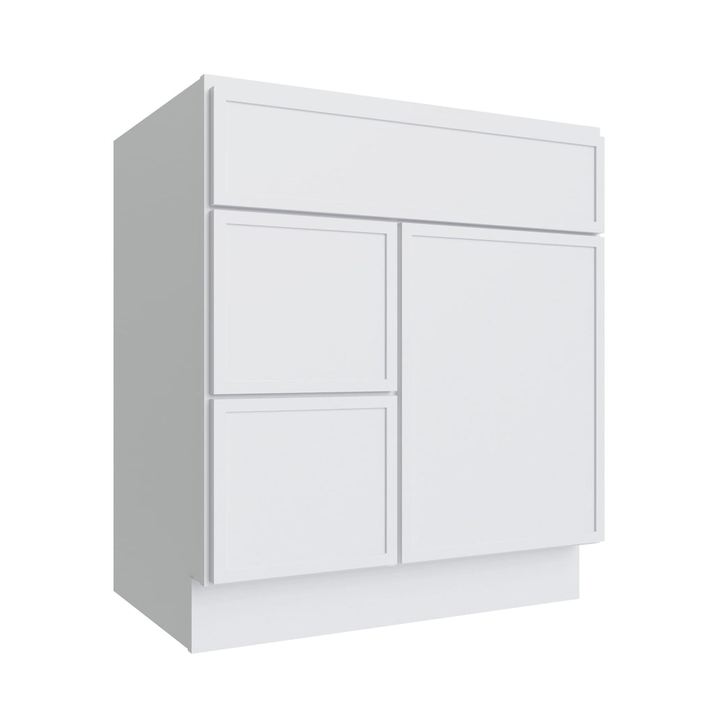 KCD Oslo White Vanity Sink Base Left Drawer Stacking Cabinet - 30" W - product photo