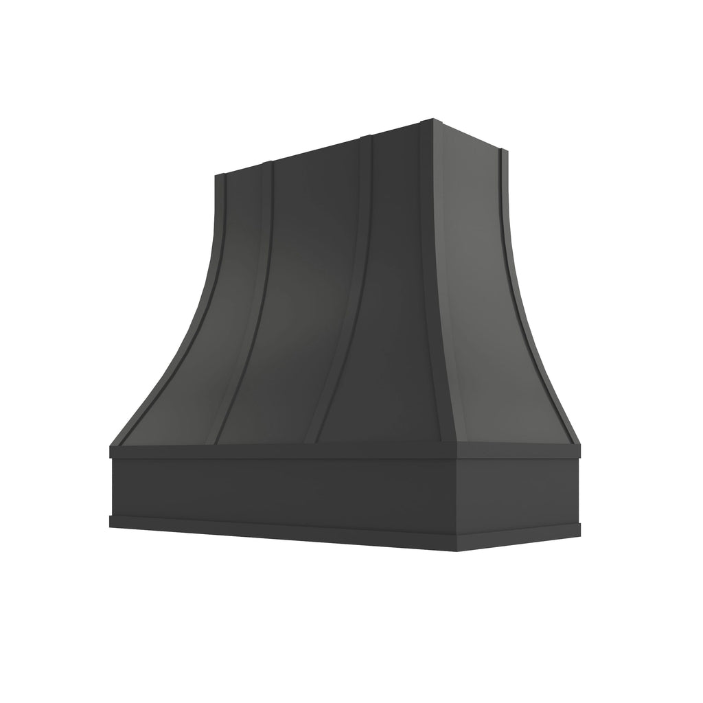 KCD Black Curved Hood with Strapping Flat Trim - 36" W x 30" H - product photo
