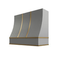 KCD Brooklyn Modern Gray Sloped Hood with Brass Strapping - 42" W x 30" H - product photo