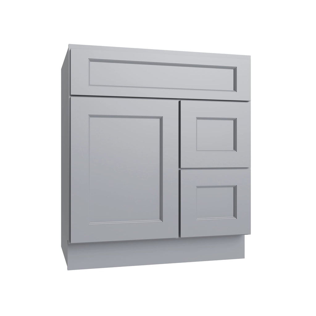 KCD Brooklyn Modern Gray Vanity Sink Base Right Drawer Stacking Cabinet - 30" W - product photo