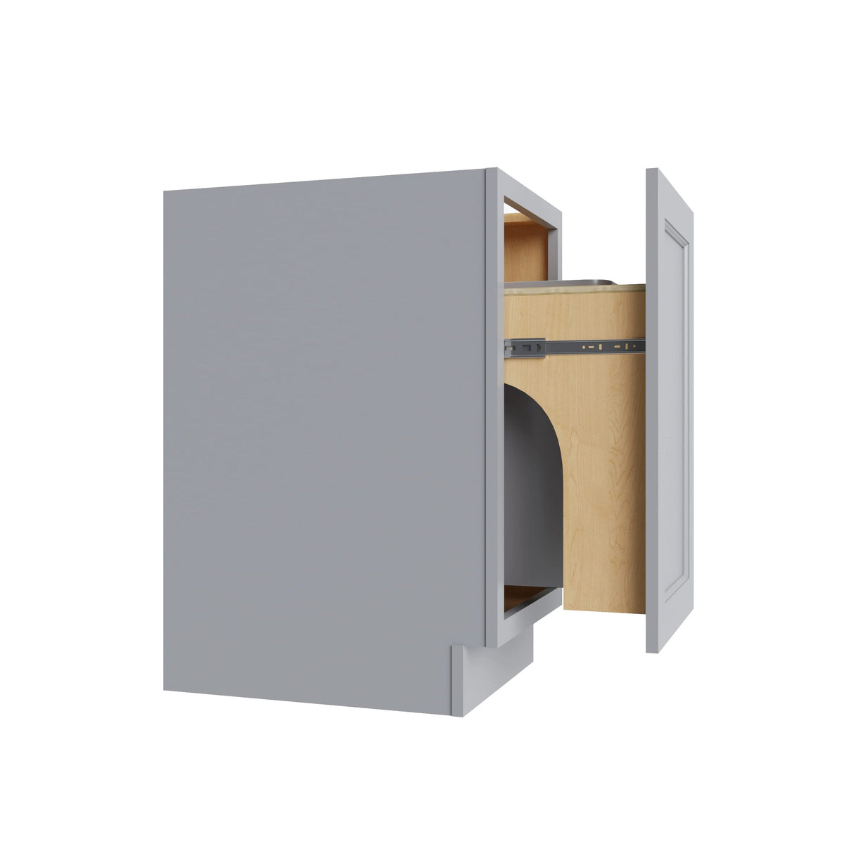 KCD Brooklyn Modern Gray Trash Can Base w/ Full Ht Door - 18" W w/ 1 Can - product photo