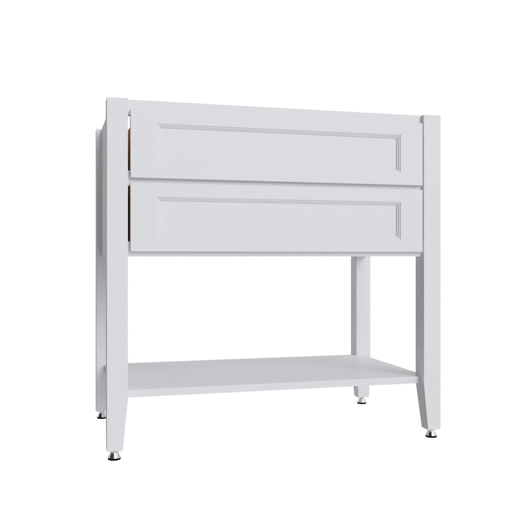 KCD Brooklyn Bright White Open Shelf Vanity SB - 36" W - product photo