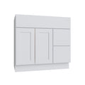 KCD Shaker Designer White Slab Vanity Sink Base Right Drawer Stacking Cabinet - 36" W - product photo