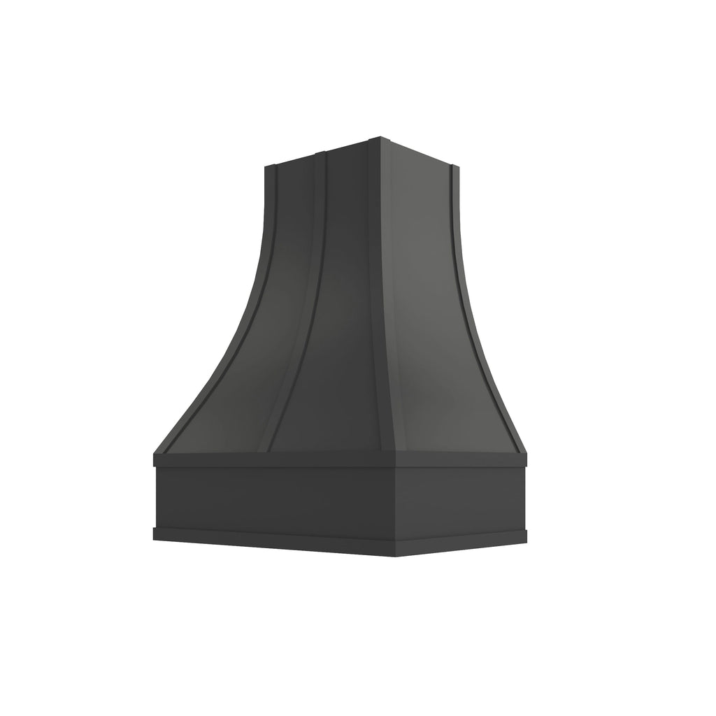 KCD Black Curved Hood with Strapping Flat Trim - 30" W x 36" H - product photo