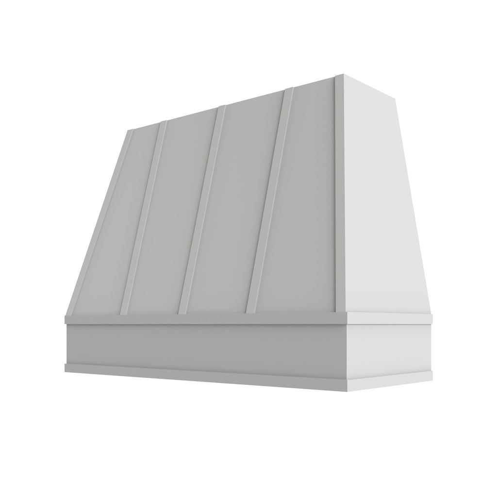 KCD Brooklyn Bright White Tapered Hood with Strapping Flat Trim - 48" W x 30" H - product photo