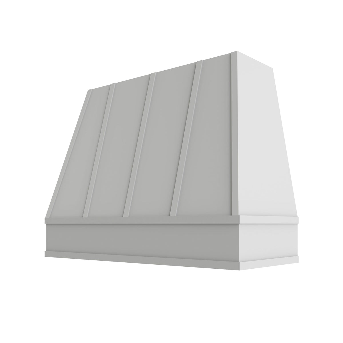 KCD Brooklyn Bright White Tapered Hood with Strapping Flat Trim - 48" W x 30" H - product photo