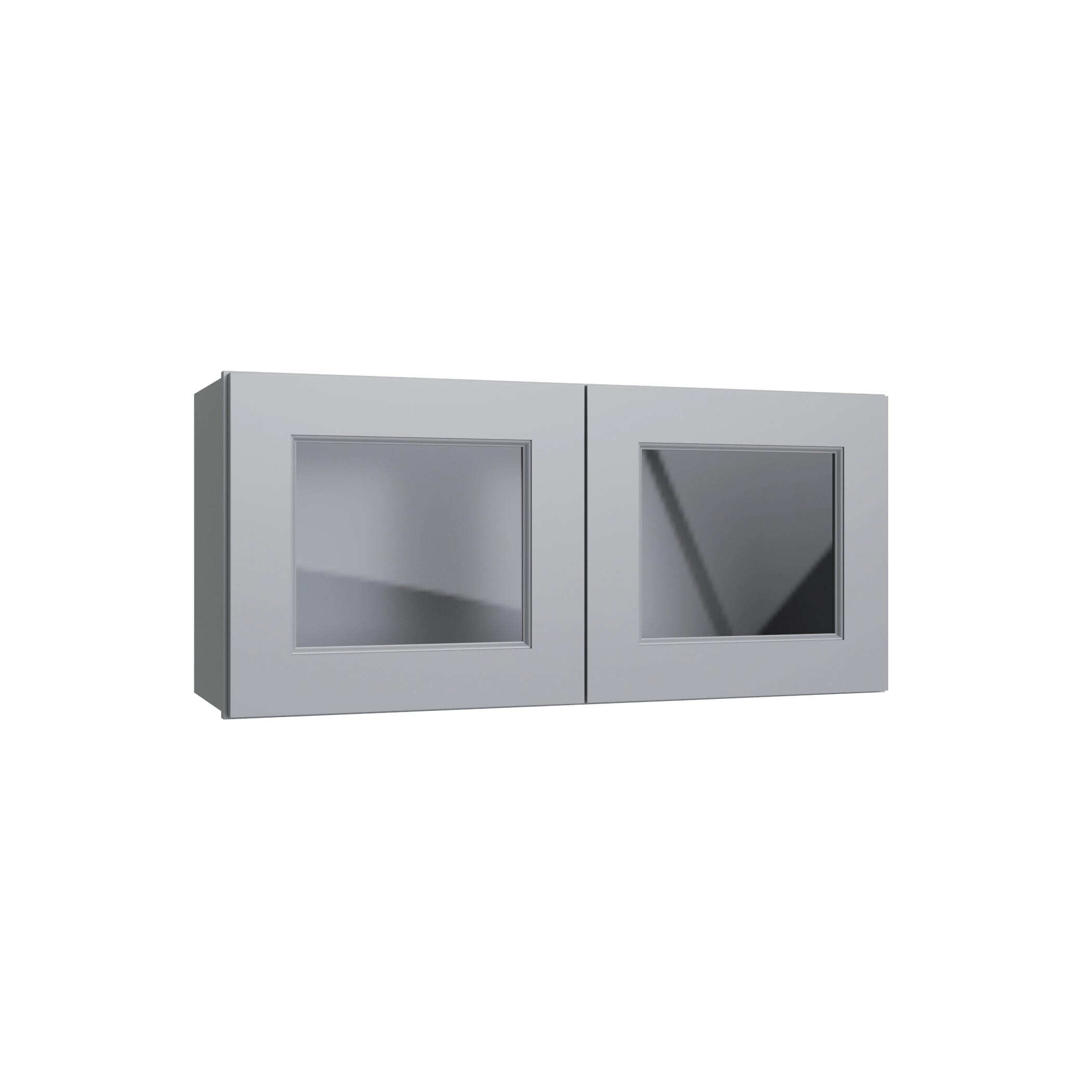 KCD Brooklyn Modern Gray 15" Wall Stacking Cabinets with Glass - product photo
