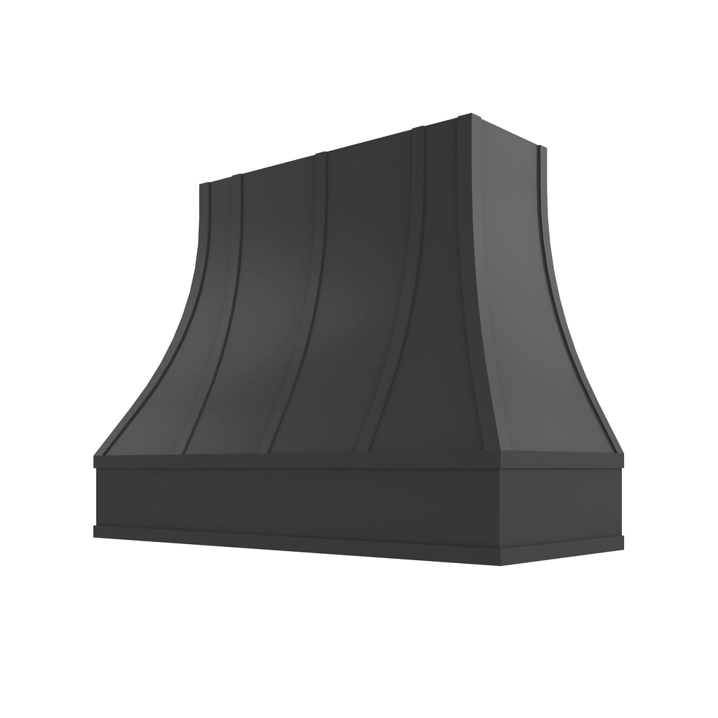 KCD Black Curved Hood with Strapping Flat Trim - 48" W x 36" H - product photo