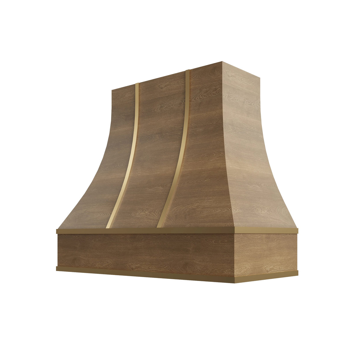 KCD Brooklyn Fawn Curved Hood with Brass Strapping - 42" W x 36" H - product photo