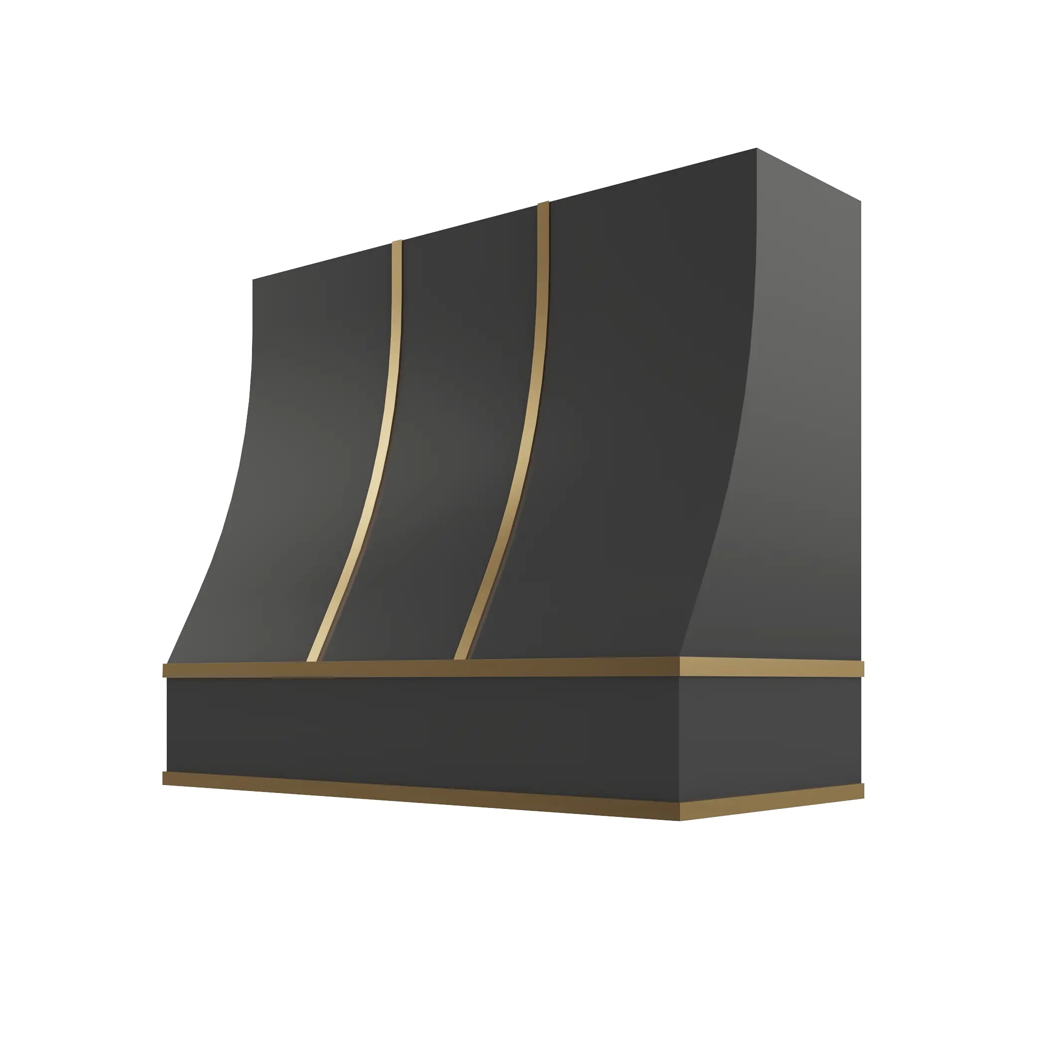KCD Black Sloped Hood with Brass Strapping - 42" W x 48" H - product photo