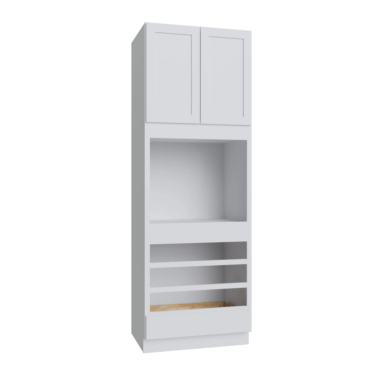 KCD Shaker Designer White Slab Oven Cabinet - 33" W x 96" H - product photo