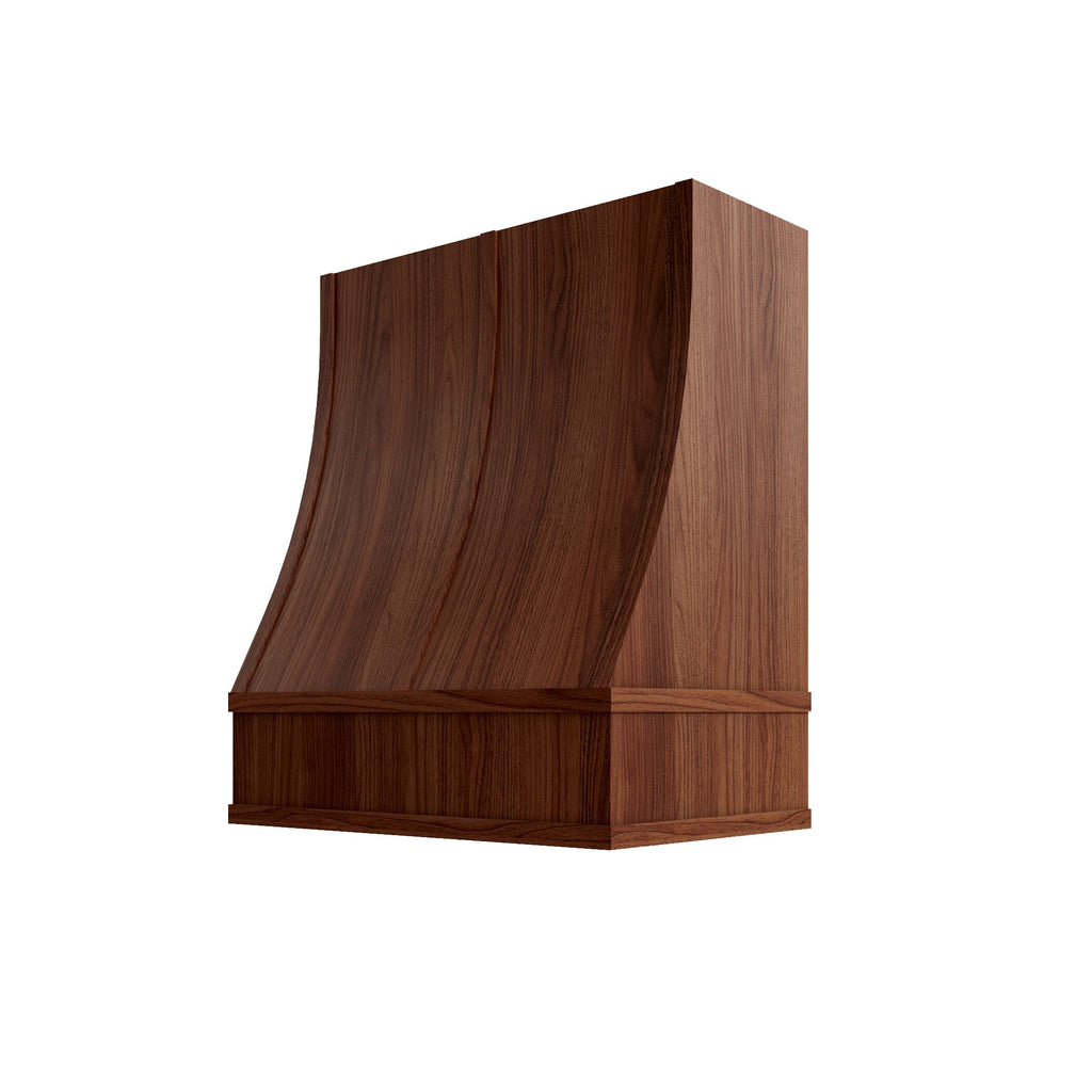 KCD Oslo Classic Walnut Sloped Hood with Strapping Flat Trim - 30" W x 30" H - product photo