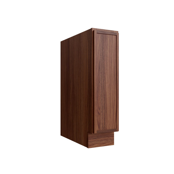 KCD Oslo Classic Walnut Single Door Full Height Base Cabinet - 9" W