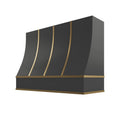 KCD Black Sloped Hood with Brass Strapping - 48" W x 36" H - product photo