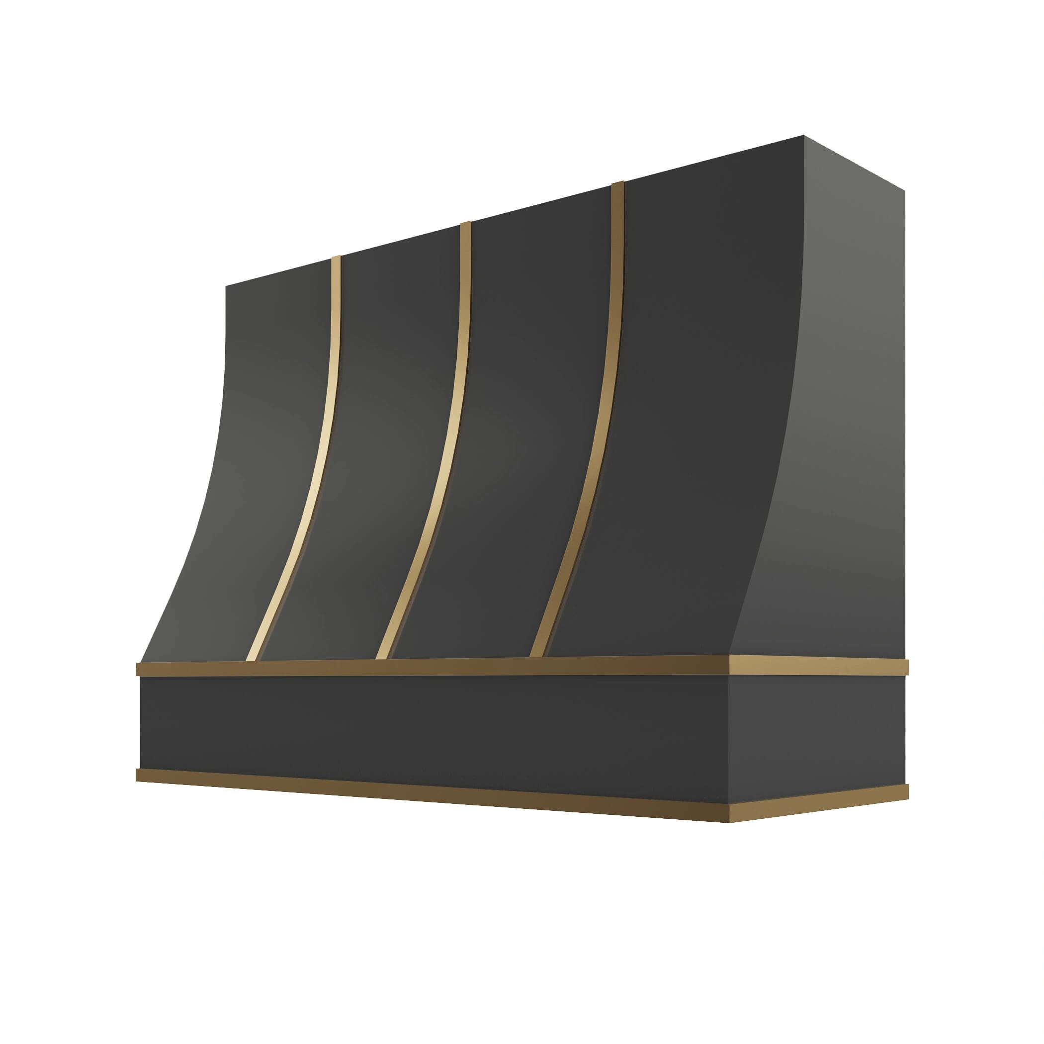 KCD Black Sloped Hood with Brass Strapping - 48" W x 36" H - product photo