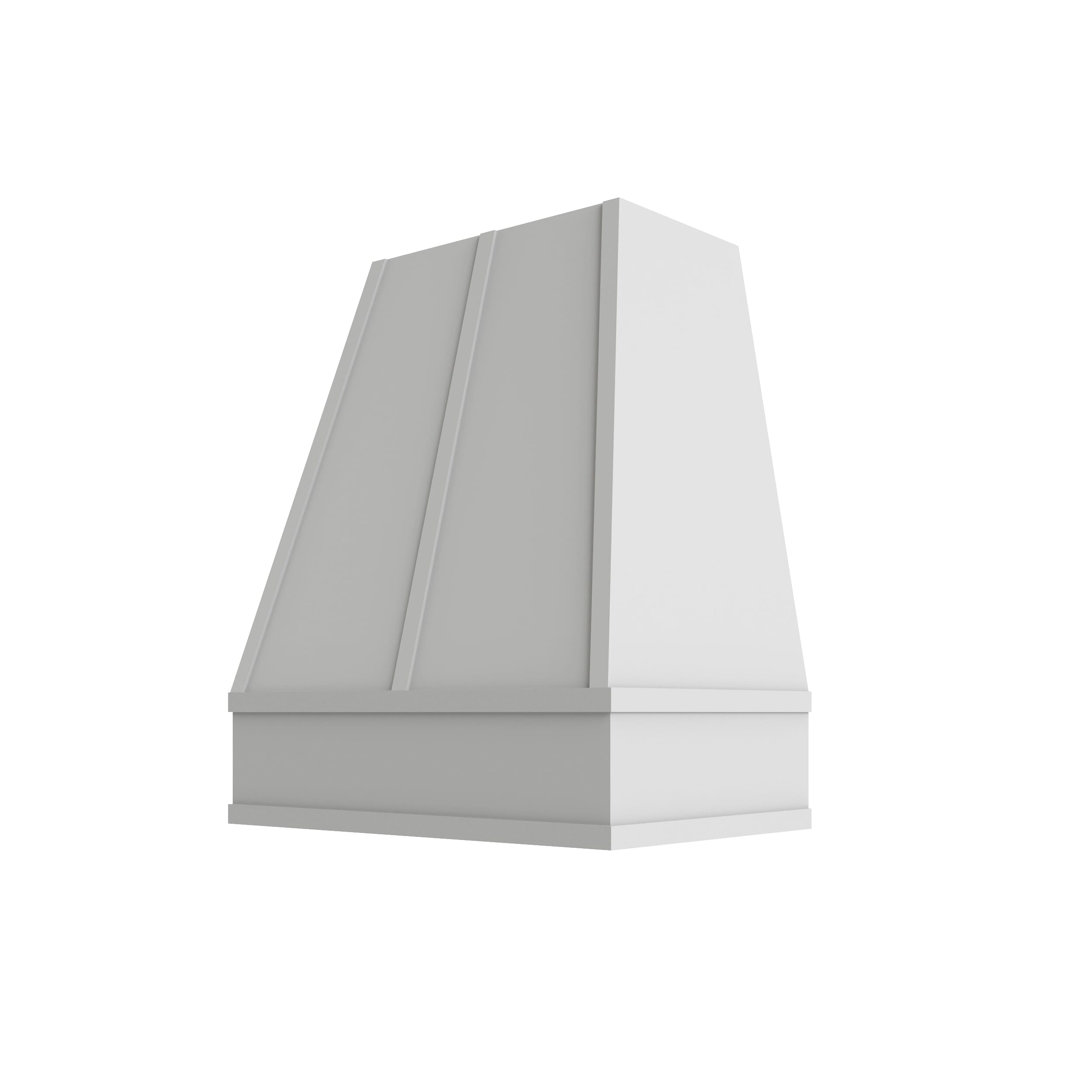 KCD Brooklyn Bright White Tapered Hood with Strapping Flat Trim - 30" W x 48" H - product photo