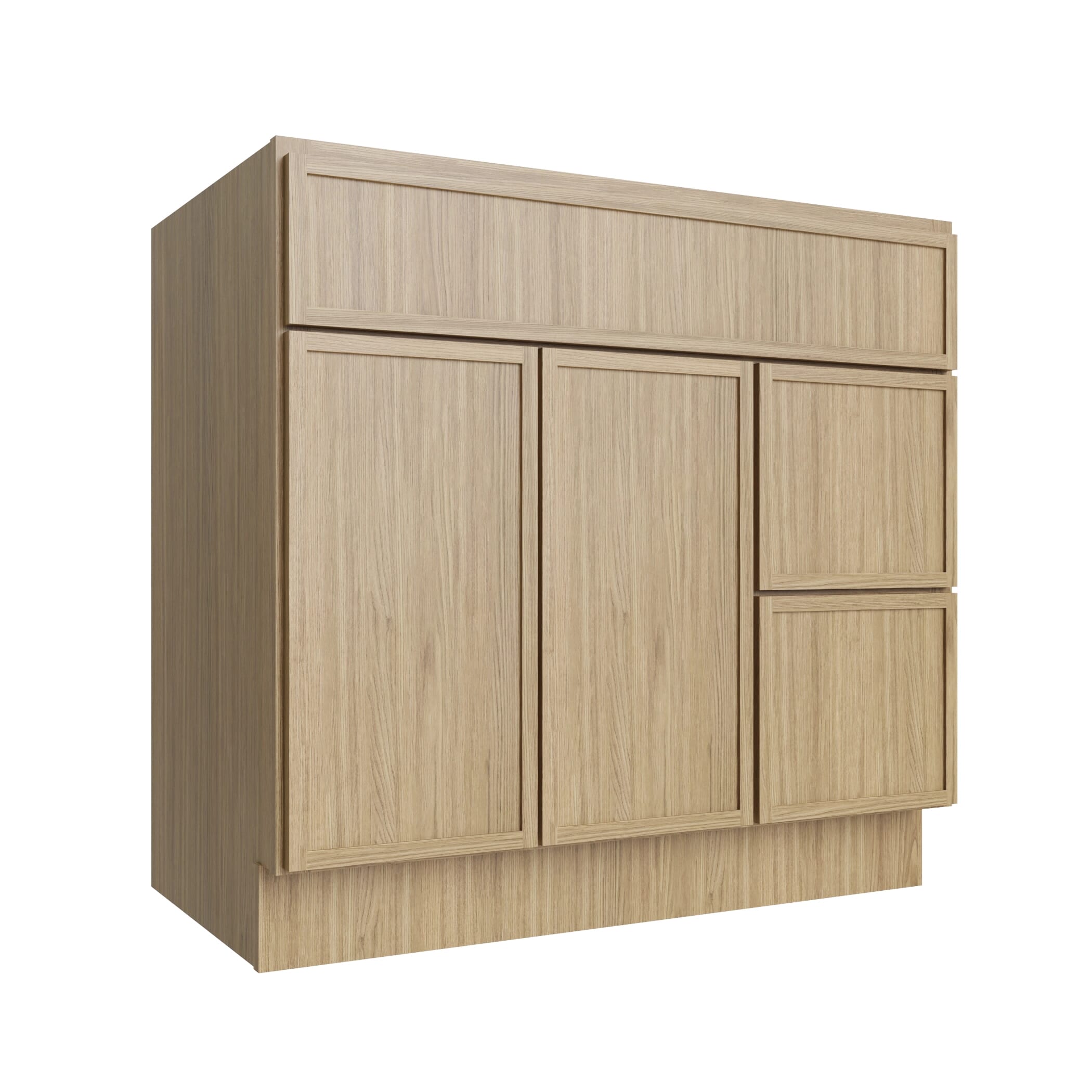 KCD Oslo Oak Vanity Sink Base Right Drawer Stacking Cabinet - 36" W - product photo