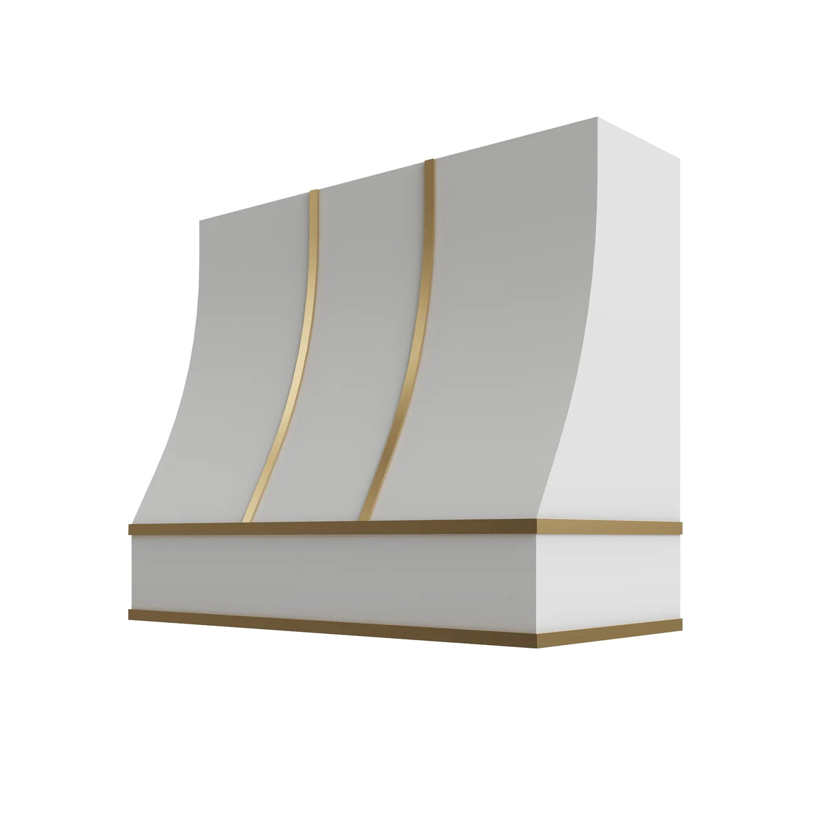 KCD Essential White Sloped Hood with Brass Strapping - 36" W x 36" H - product photo